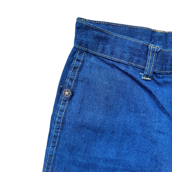 RARE Vintage 70s Plush Bottoms Bell Bottoms Wide Leg Denim Jeans, sz 5 - Picture 5 of 9